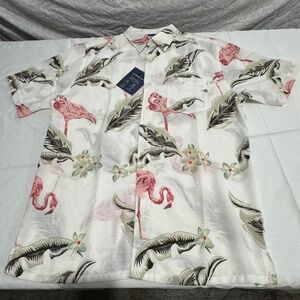 cream polo shirt brand croft & barrow size m with floral design